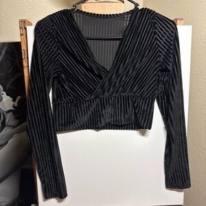 Black Velvet Striped Women's Top